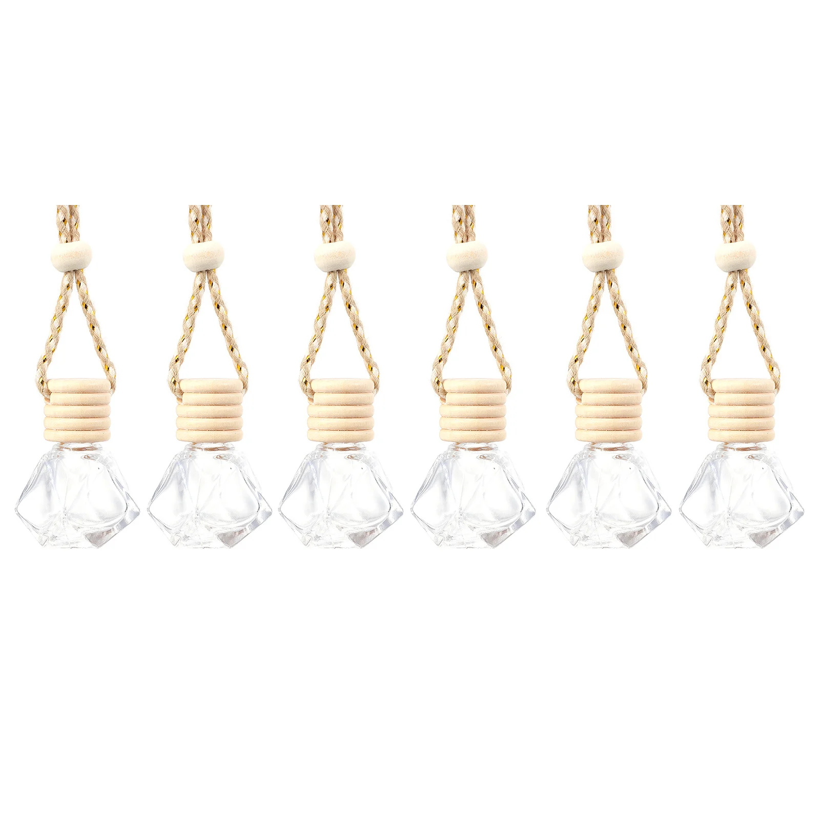 

6pcs Empty Hanging Glass Perfume Bottle Hanging Ornament Transparent Car Decoration Accessory Luxury Perfume Pendant For