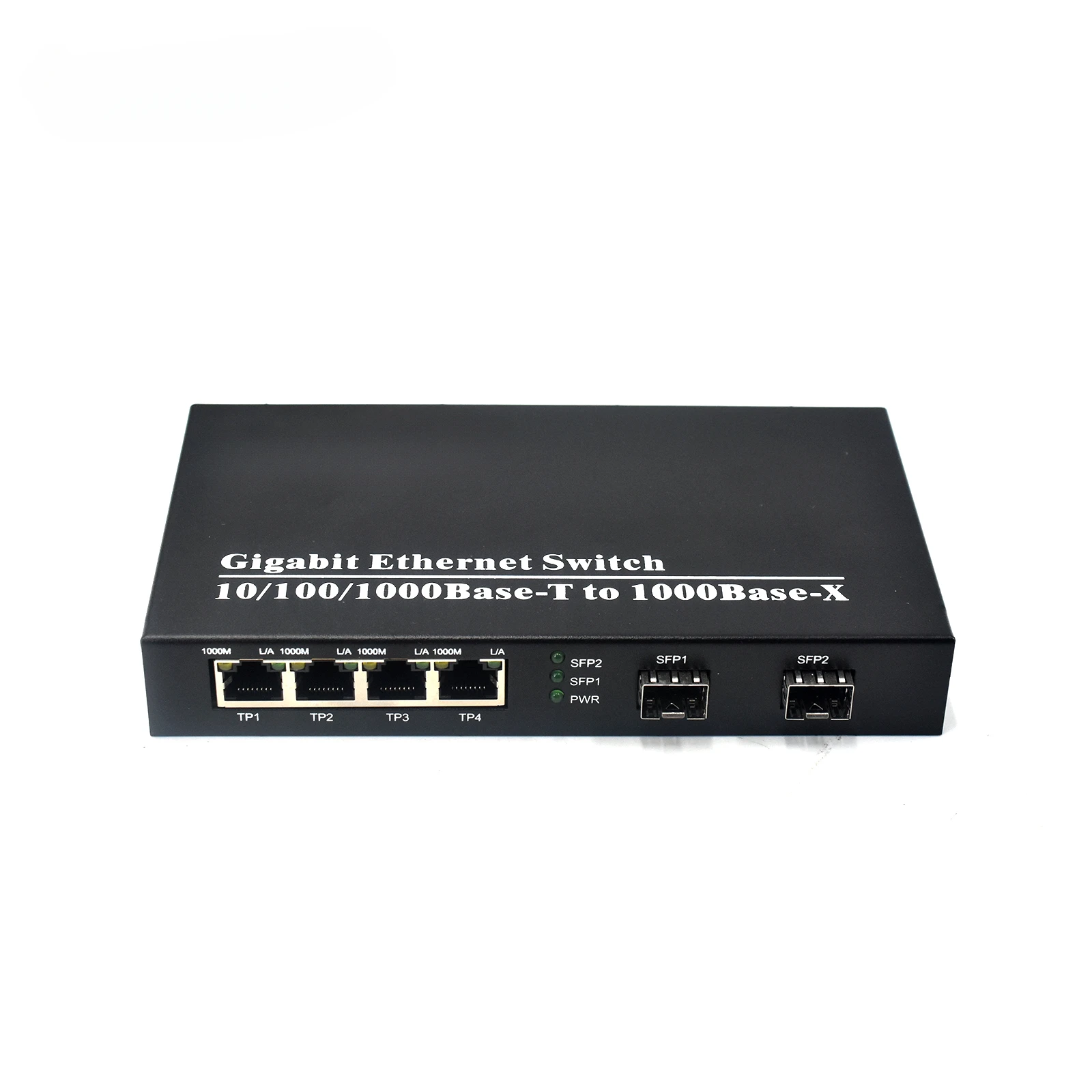 

Fiber POE Switch 1.25G 2SFP Fiber+4 10/100/1000Mbps Ports IEEE 802.3 af/at Over Ethernet IP Camera