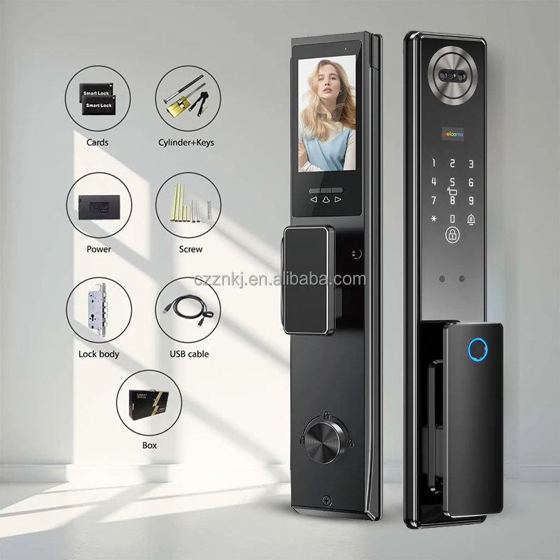 Smart Keyless Door Lock Push Pull Feature Waterproof Aluminum Fingerprint Biometric Home for  Tuya Smart Wifi Cloud