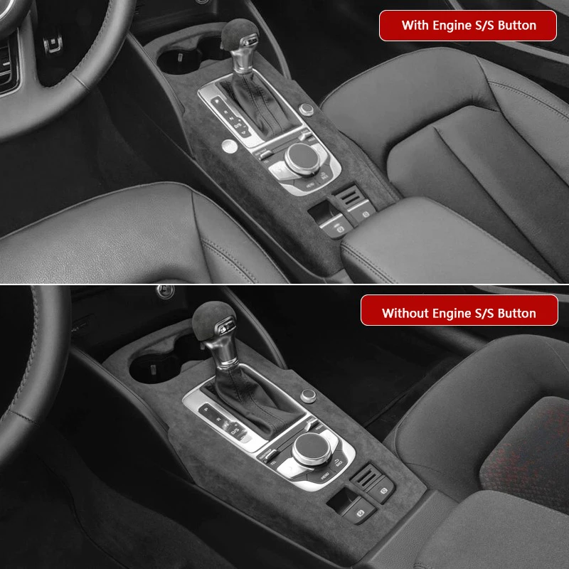 For Audi A3 A3L S3 2014 2015 2016 2017 2018 2019 2020 Model Alcantara Overlay on Gearshift, Armrest