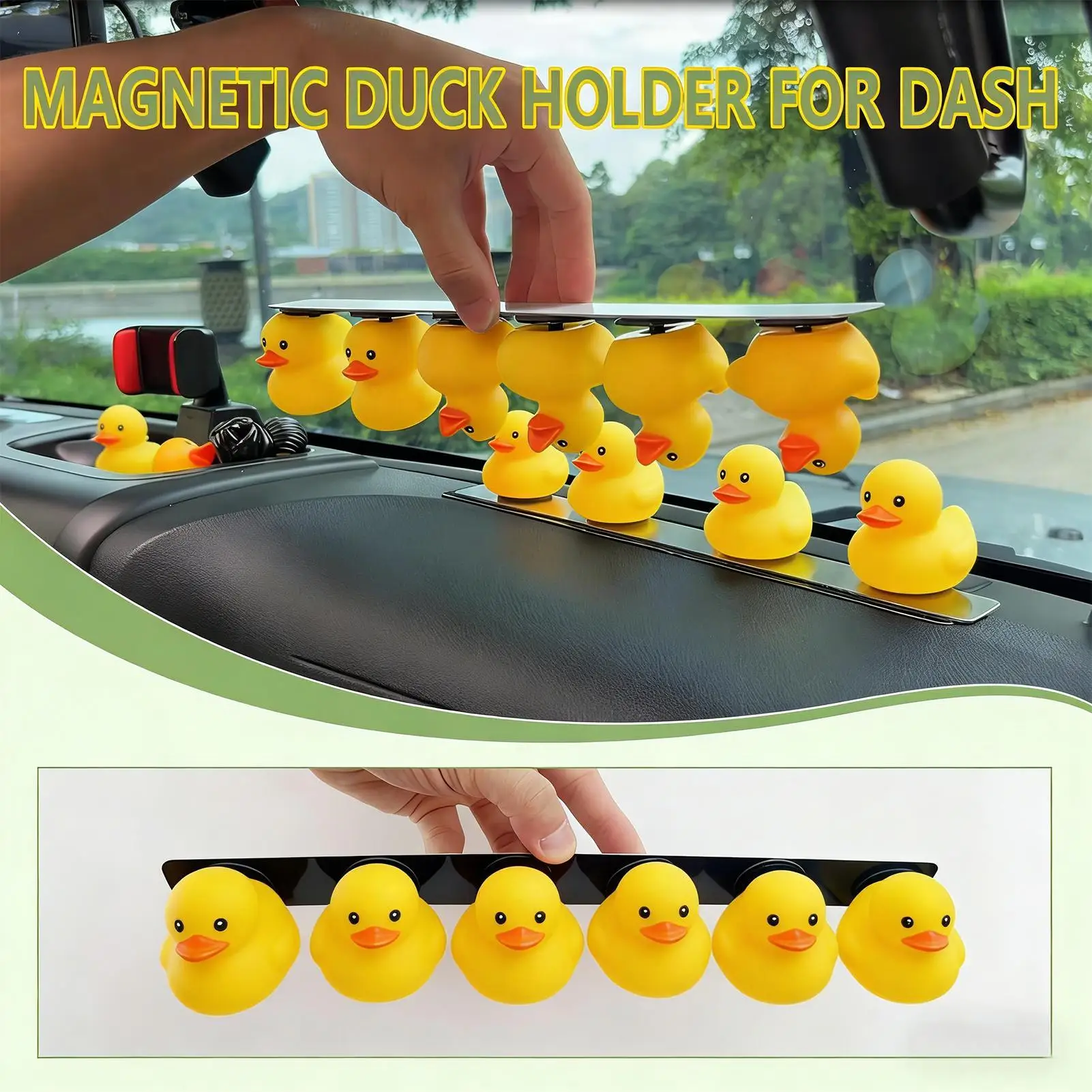 Magnetic Car Dashboard Holders for Rubber Duck Ornaments Non Slip Mat Decorative Figure Mounts for Auto Interior Cute Decor