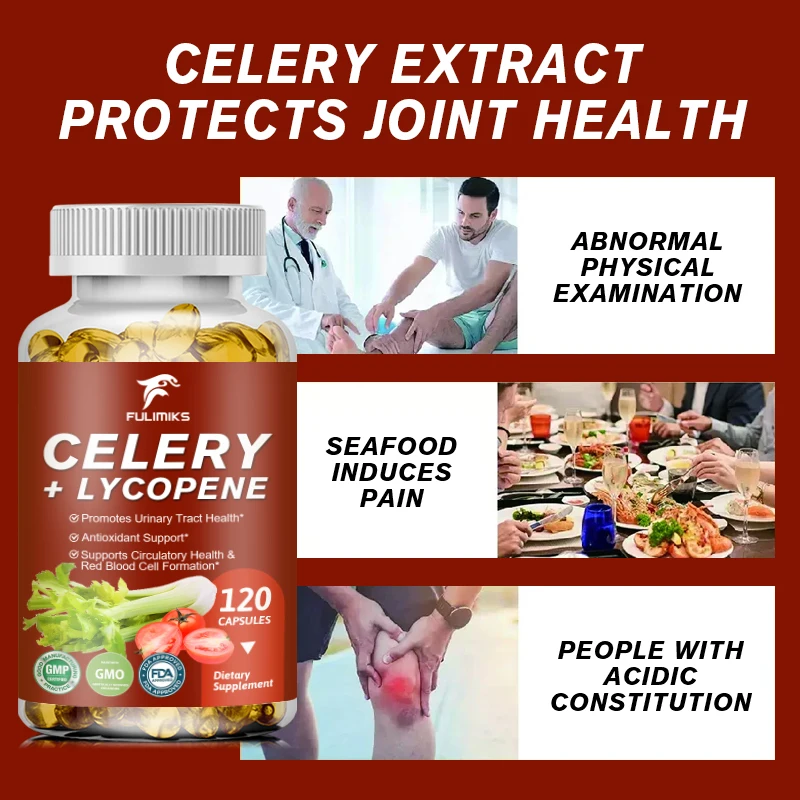 Organic Celery Seed and Lycopene Capsule Adult Joint Dietary Supplement Reduce Uric Acid Promote Urination Relax Joints