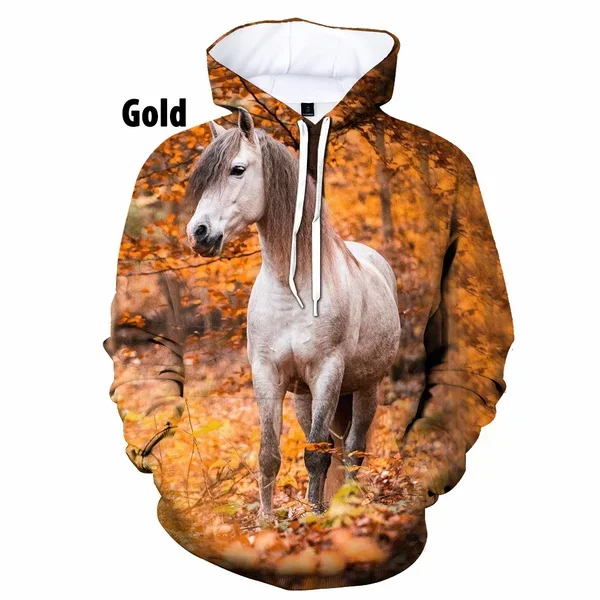 

Men and Women Casual Sweaters Pullover Unisex Horse 3D Printed Hoodies Cartoon Long Sleeve Loose Hooded Sweatshirts