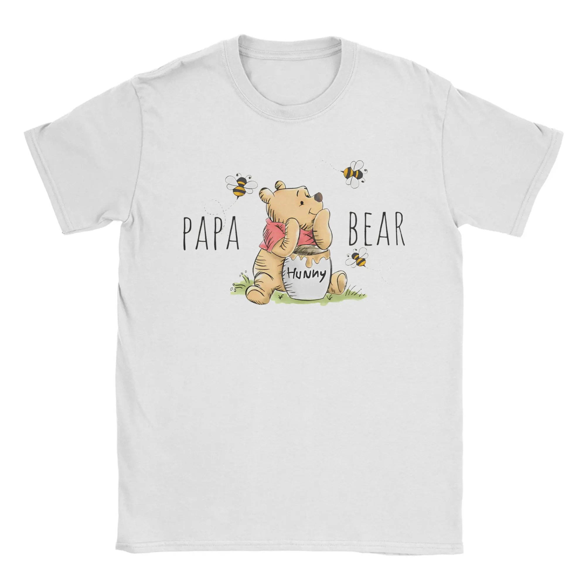 

Men's Winnie the Pooh Bear PAPA T Shirts Honey Cartoon 100% Cotton Clothes Awesome Short Sleeve Crewneck Tee Classic T-Shirts