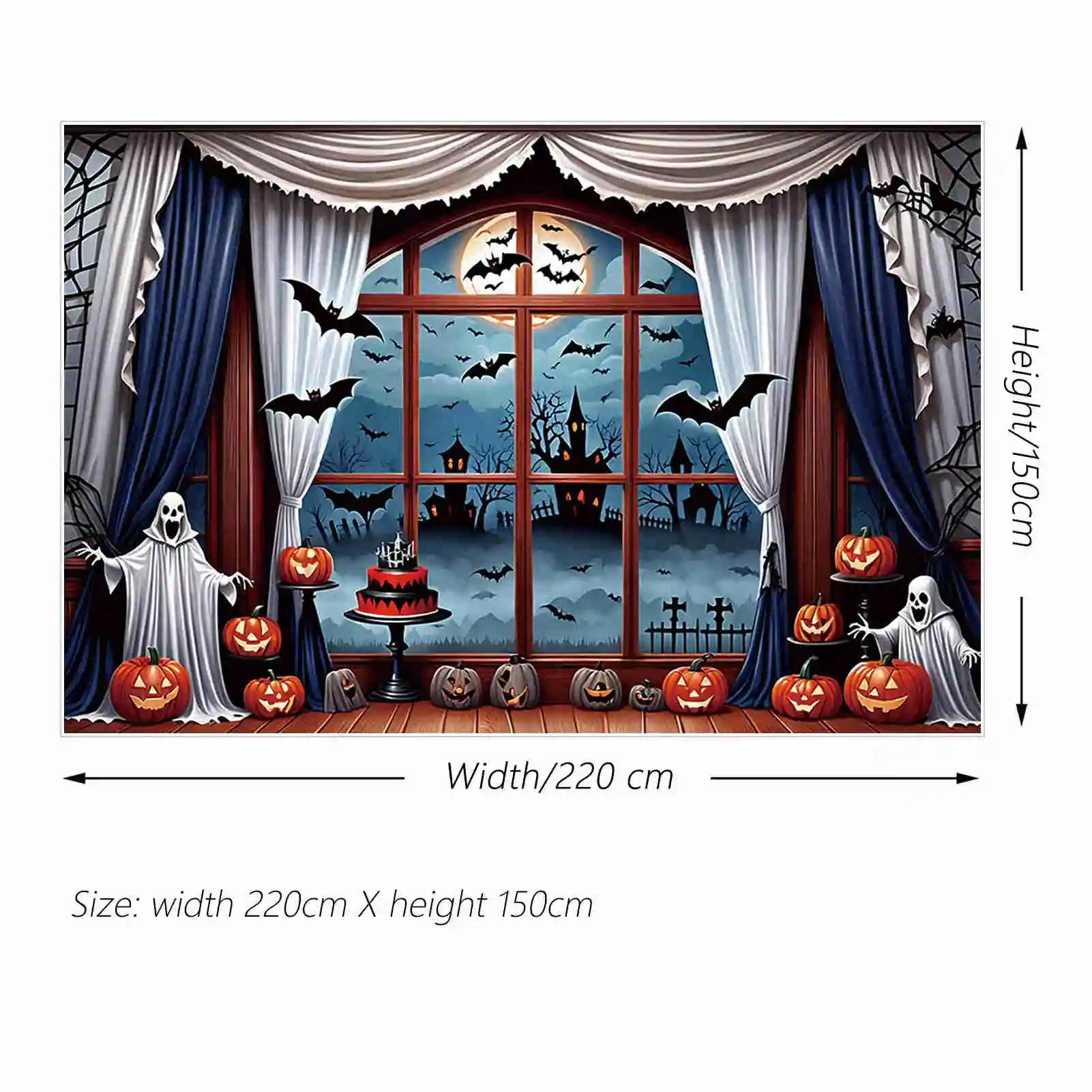 MOON.QG latar belakang merah Halloween menyeramkan hantu dalam ruangan batu nisan anak-anak latar belakang kustom dekorasi pesta perlengkapan pengambilan foto