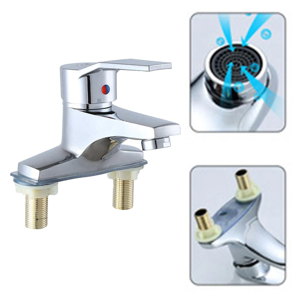 New Bathroom Faucet Countertop Mounted Double-Hole Basin Hot And Cold Basin Tap Bathroom Sink Mixing Valve Switch Kitchen Faucet