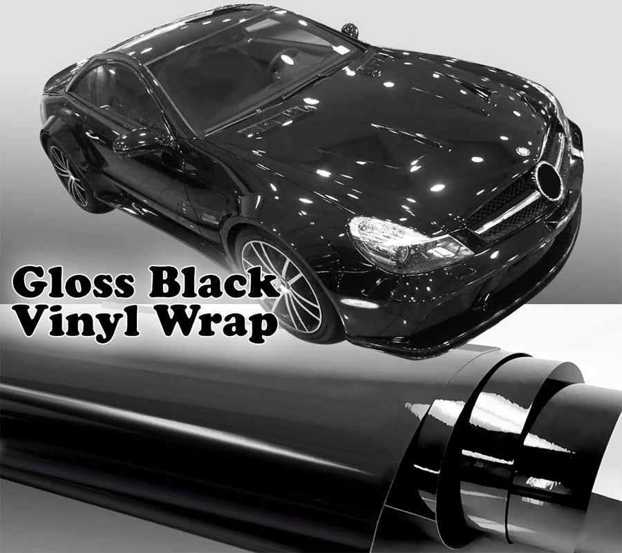 

Black 30cm X150cm Glossy Gloss Wrap Vinyl Covering Film Sticker Decal Roll Sheet with Air Bubble Free 12"X 60"