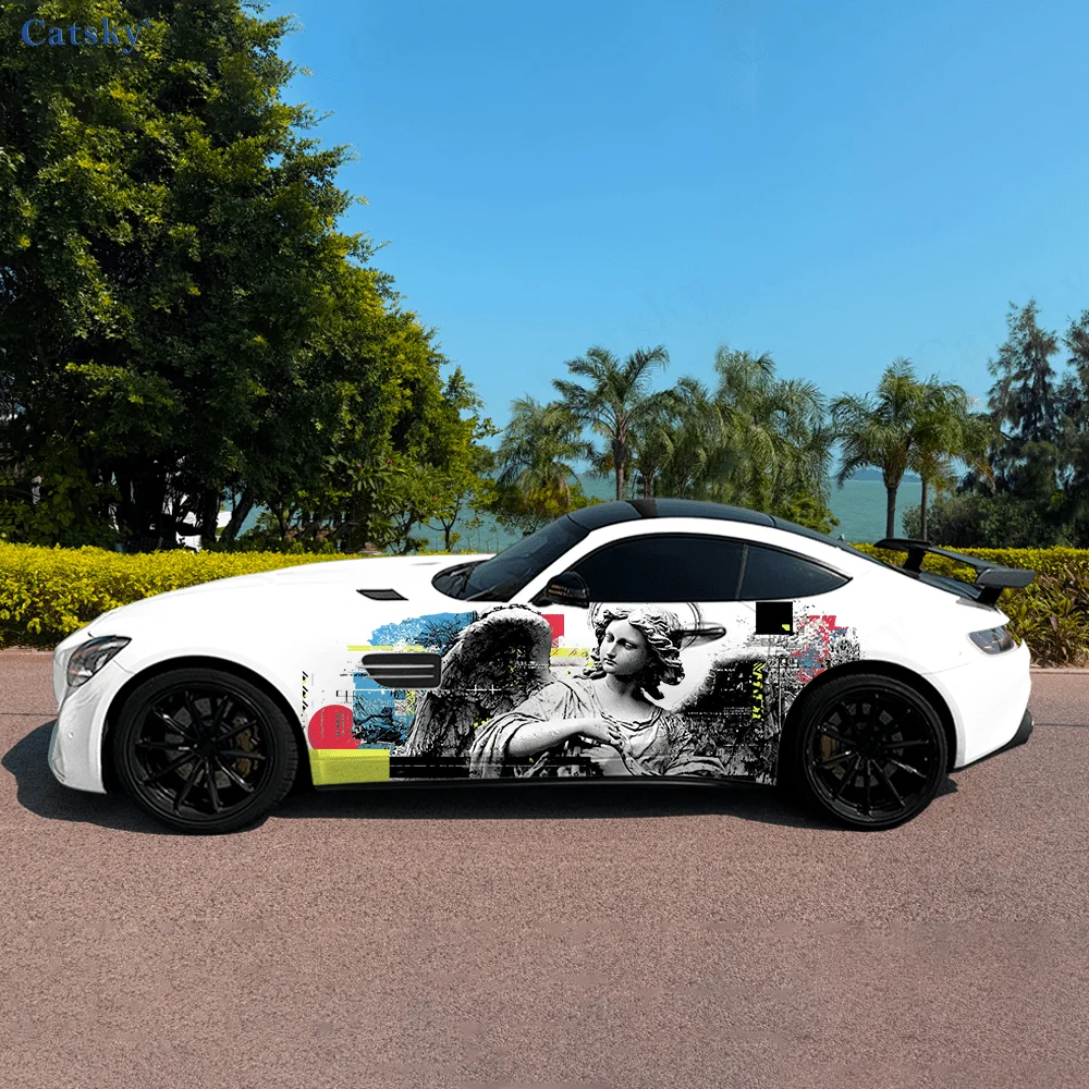 

Angel Sculpture Splash Car Side Sticker Decoration,PVC Waterproof Scratch Resistant Decal, Car Protection, Auto Accessories Gift