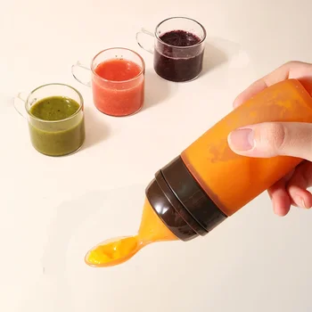 Baby Feeding Bottle Silicone Rice Cereal Spoon Newborn Tableware Baby Goods Feeding Spoon Training Feeder Baby Spoons Cubiertos