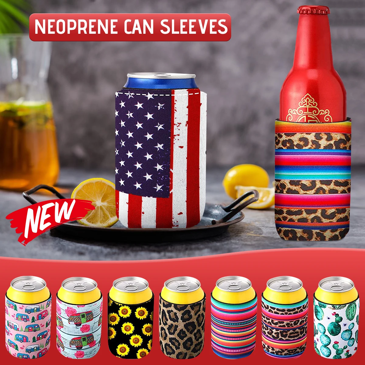 4Pack Can Sleeves Neoprene Drink Cooler Accessories Reusable Can Covers or Standard 12 Ounce Cans Party Events Cola Keep Cooler