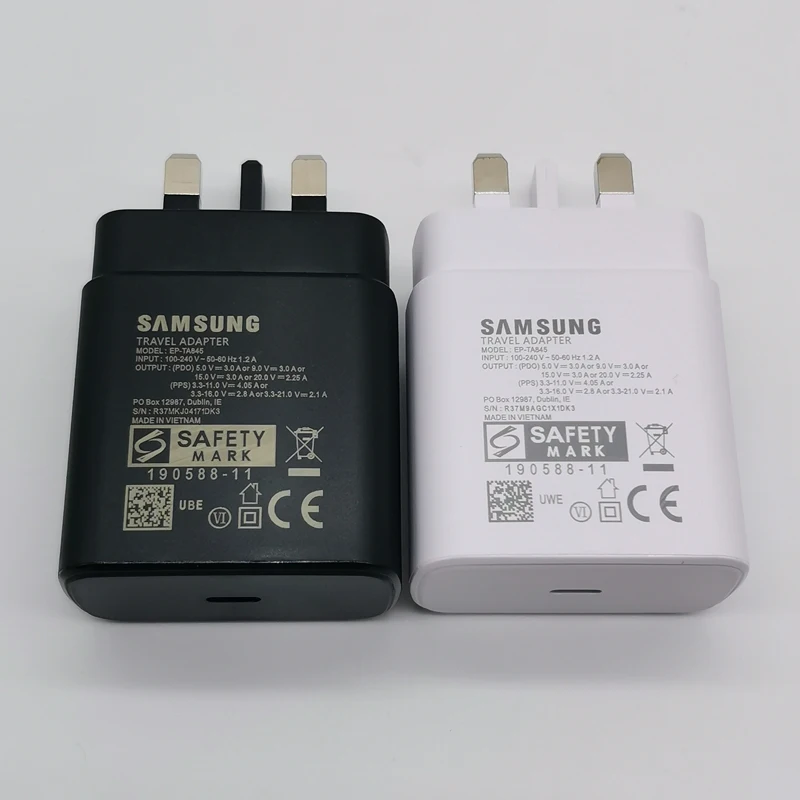 Samsung 45W UK Charger Super Fast Charge Adapter Type C For Galaxy S20 S21 S22 S23 S24 Note 20 Ultra 10 FE Z Flip Fold 6 5 4 3 2