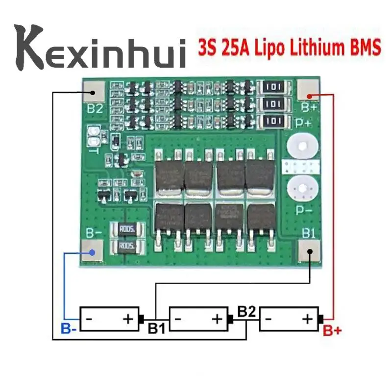 3S 25A Li-ion 18650 BMS PCM Battery Protection Board BMS PCM With Balance For li-ion Lipo Battery Cell Pack Module DIY