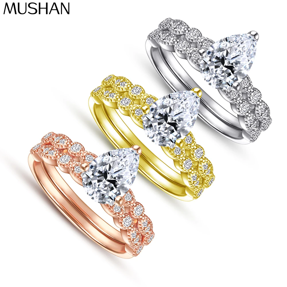 

Ювелирные изделия MuShan: Кольцо из стерлингового серебра 925 пробы, обручальное, с драгоценными камнями HCD, подарок для лучшей подруги, элегантное женское украшение, изысканные ювелирные изделия