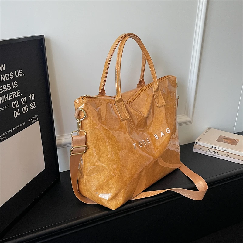 Modische Hochwertige Transparente PVC-Tragetasche mit Großer Kapazität, Wasserdichte Jelly-Tasche, Outdoor-Handtasche für Tägliche Reisen und Tourismus – Detail 5