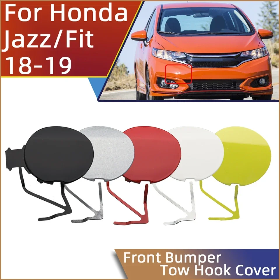 

For Honda Fit / Jazz GK5 2018 2019 Auto Front Bumper Towing Hook Eye Trailer Cover Lid Tow Hook Hauling Cap Hood Garnish Trim