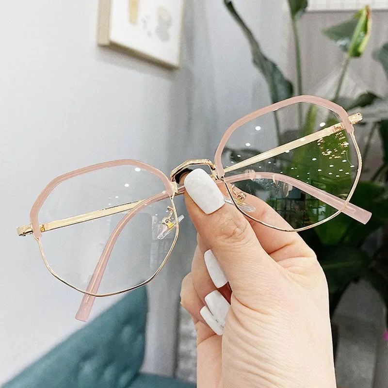 -1.0 To -6.0 Metal Anti-blue Myopia Glasses Women&Men Big Oversized Glasses Frame Nearsighted Prescription Glasses