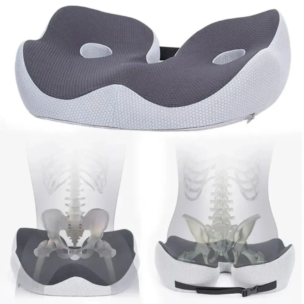 Ergonomic Hemorrhoid Seat Cushion Non-slip Relax Sit Bone Relief Seat Cushion Slow Rebound Soft Office Chair Pad