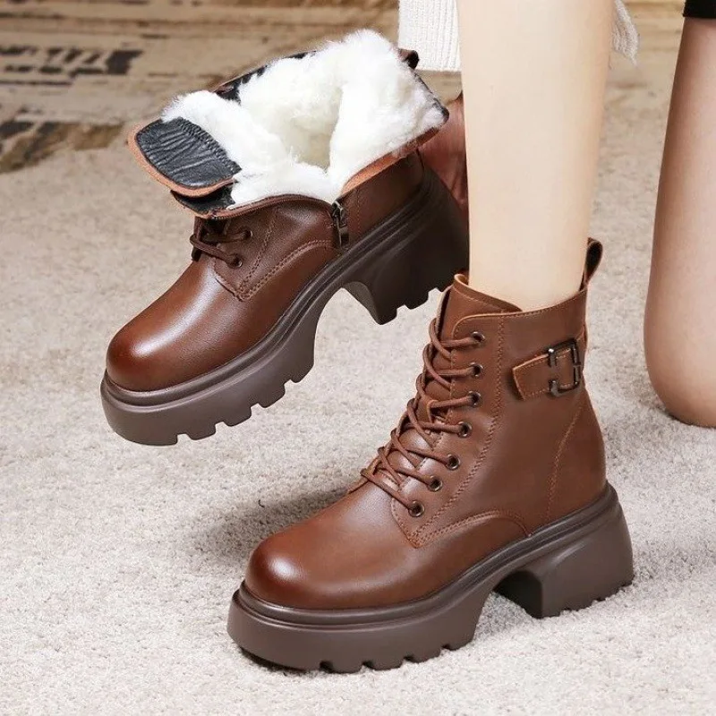 Winter Women Sneakers 2024 New Autumn Winter Cotton Boots   Plus Velvet  Thick Bottom Snow Boots Women Platform Cotton Shoes