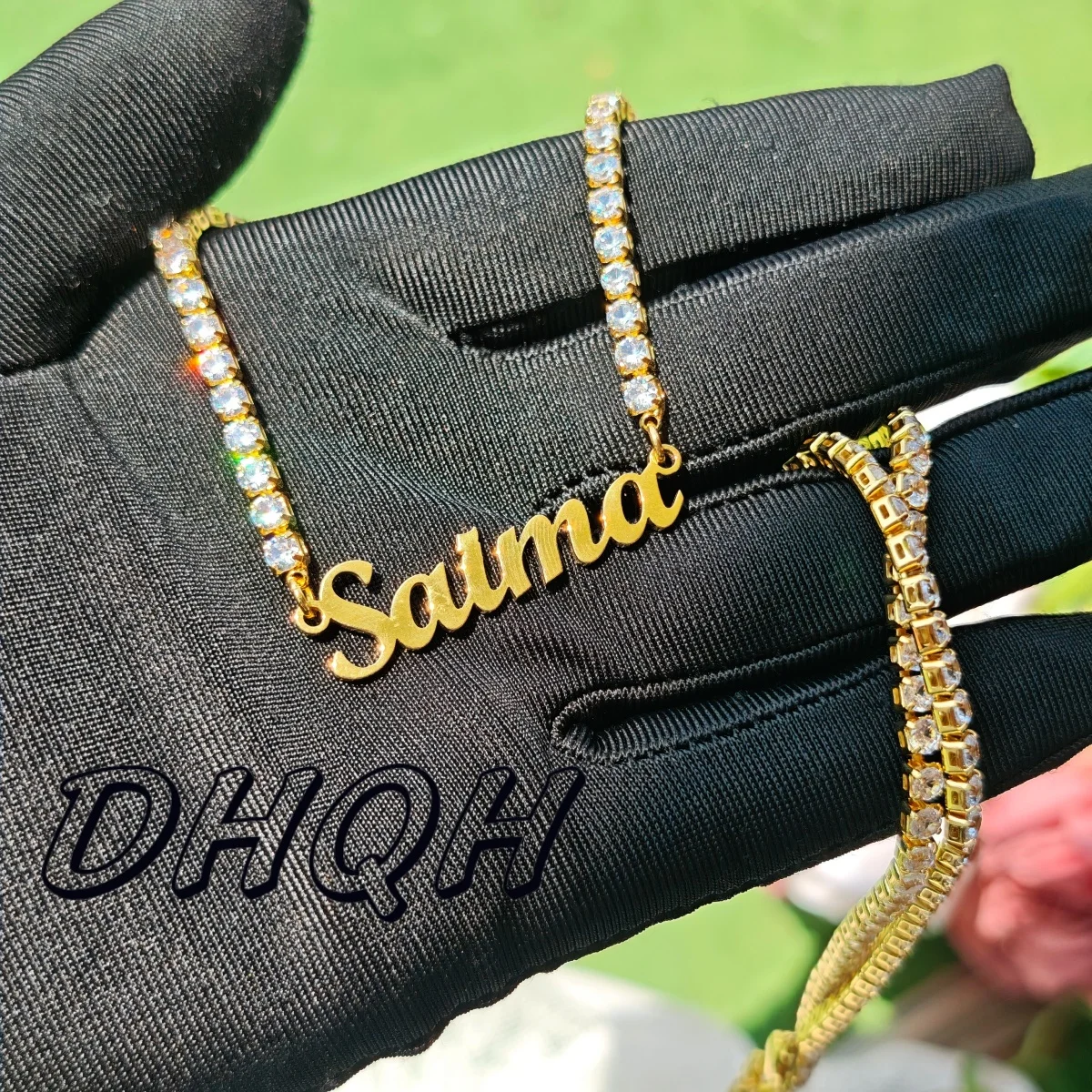 

Personalized Custom Name Zircon Tennis Chain Necklace Gold Plated Stainless Steel Jewelry Gifts for Women Birthday Valentine