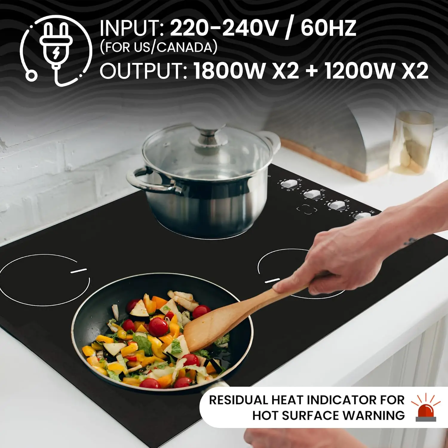 Cooktop elétrico Ramblewood de 4 queimadores de 30", EC4-60, queimador EGO alemão com classificação UL