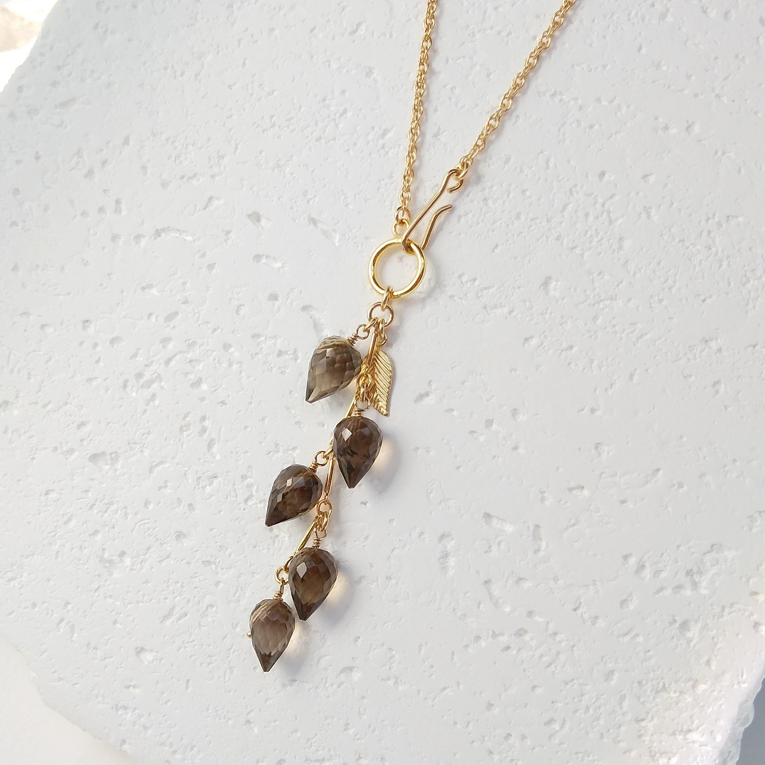 Lii Ji  Natural Smoky Quartz Pendant American 14K Gold Filled Necklace 40cm Choker Handmade Jewelry For Gift