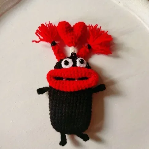 Funny Crochet Keychain Knitting Key Holder Sausage Mouth Woven