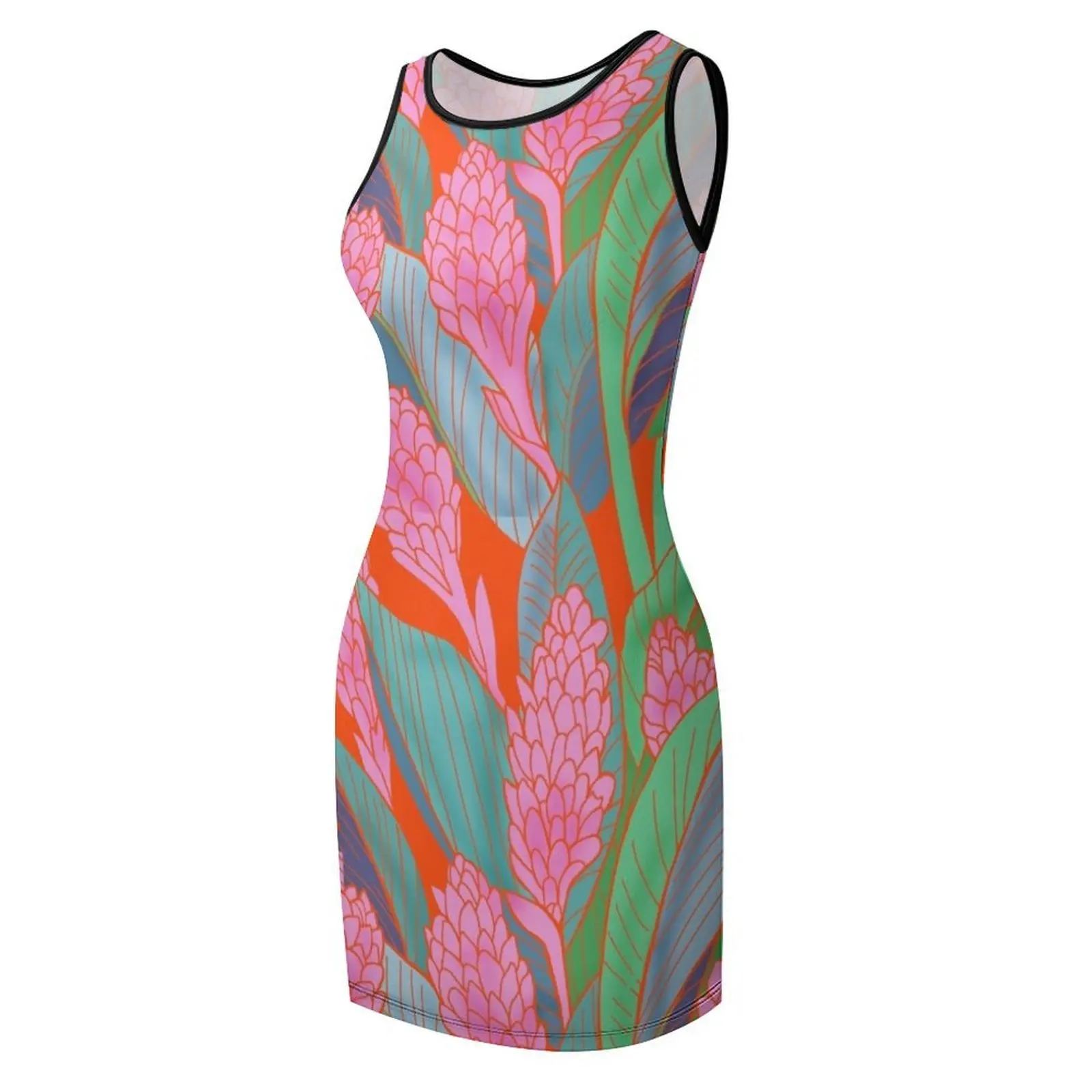 Robe d'été sans manches à fleurs de gingembre rose sauvage pour femmes, robes d'occasion formelles, sensuelles et sexy, vêtements pour femmes