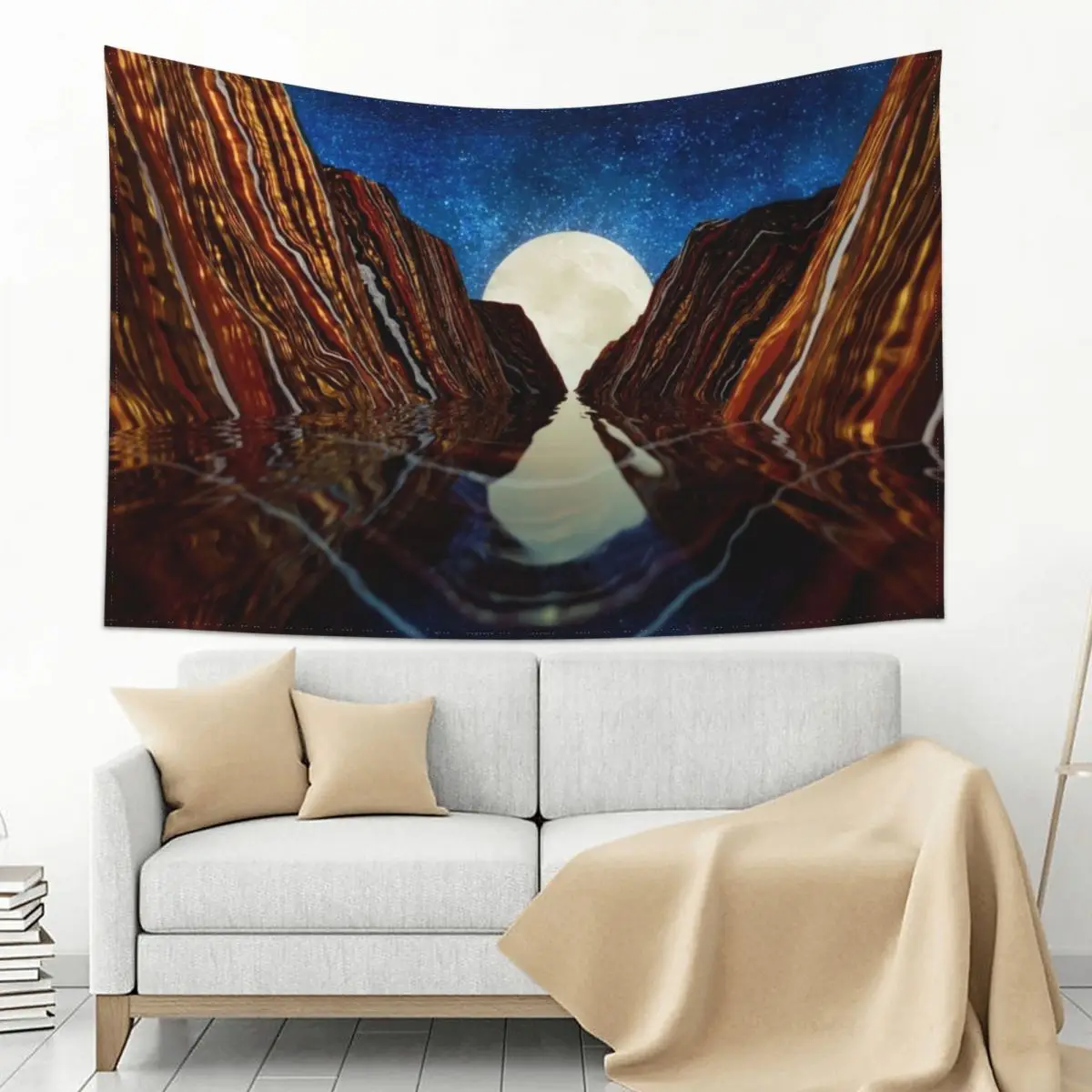 

Moon Reflection Tapestry Outdoor Decor Wall Mural Room Decor Cute Decoration Home Tapestry