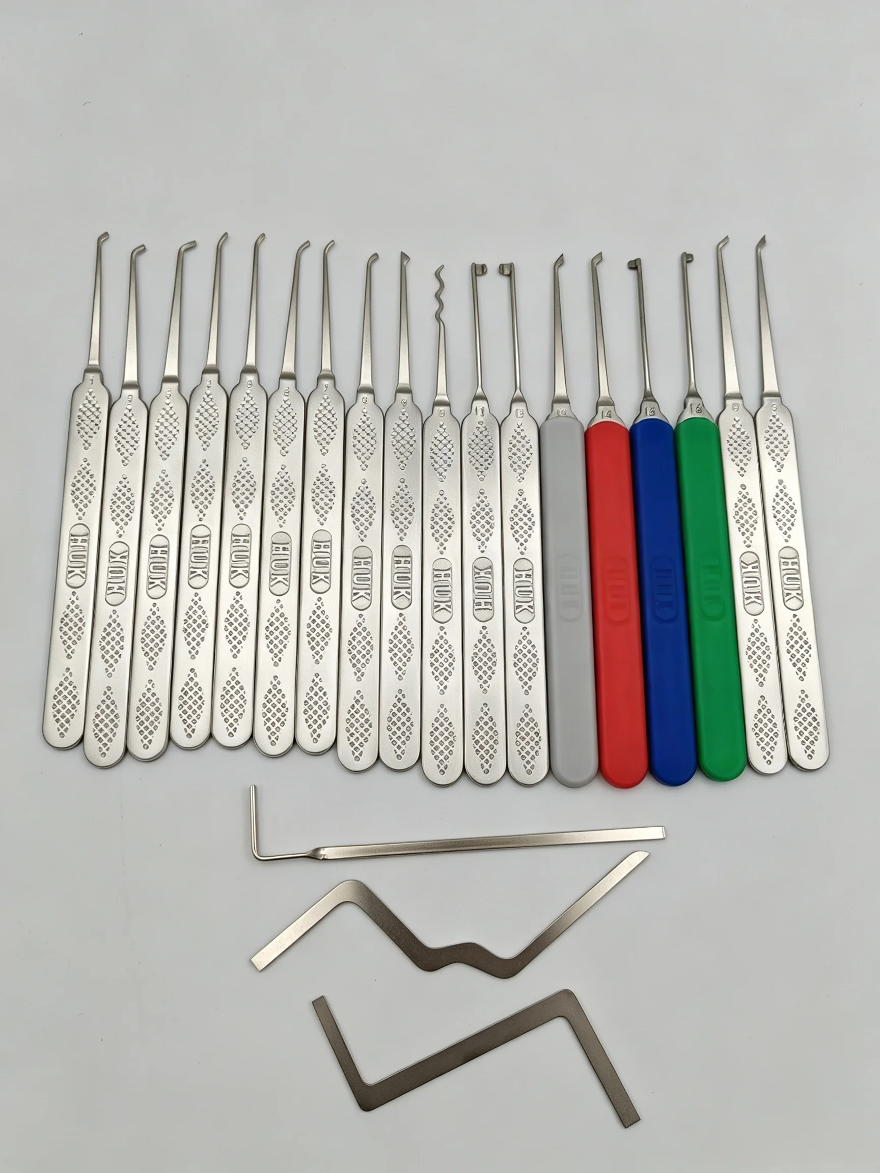 HUK 18-Piece Stainless Steel Lock Pick Set with Transparent Practice Locks for Locksmith