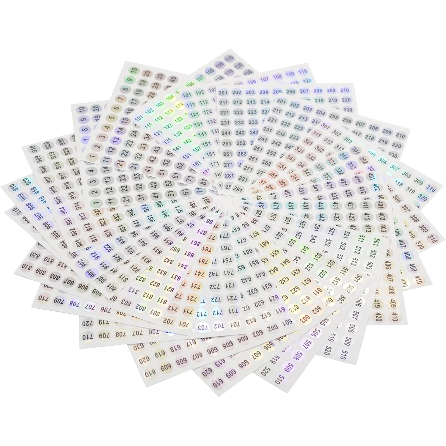 Round Laser Number Stickers Self Adhesive Label Stickers Inventory Storage Organizing Sticker for DIY Craft Marking Numbering Ma