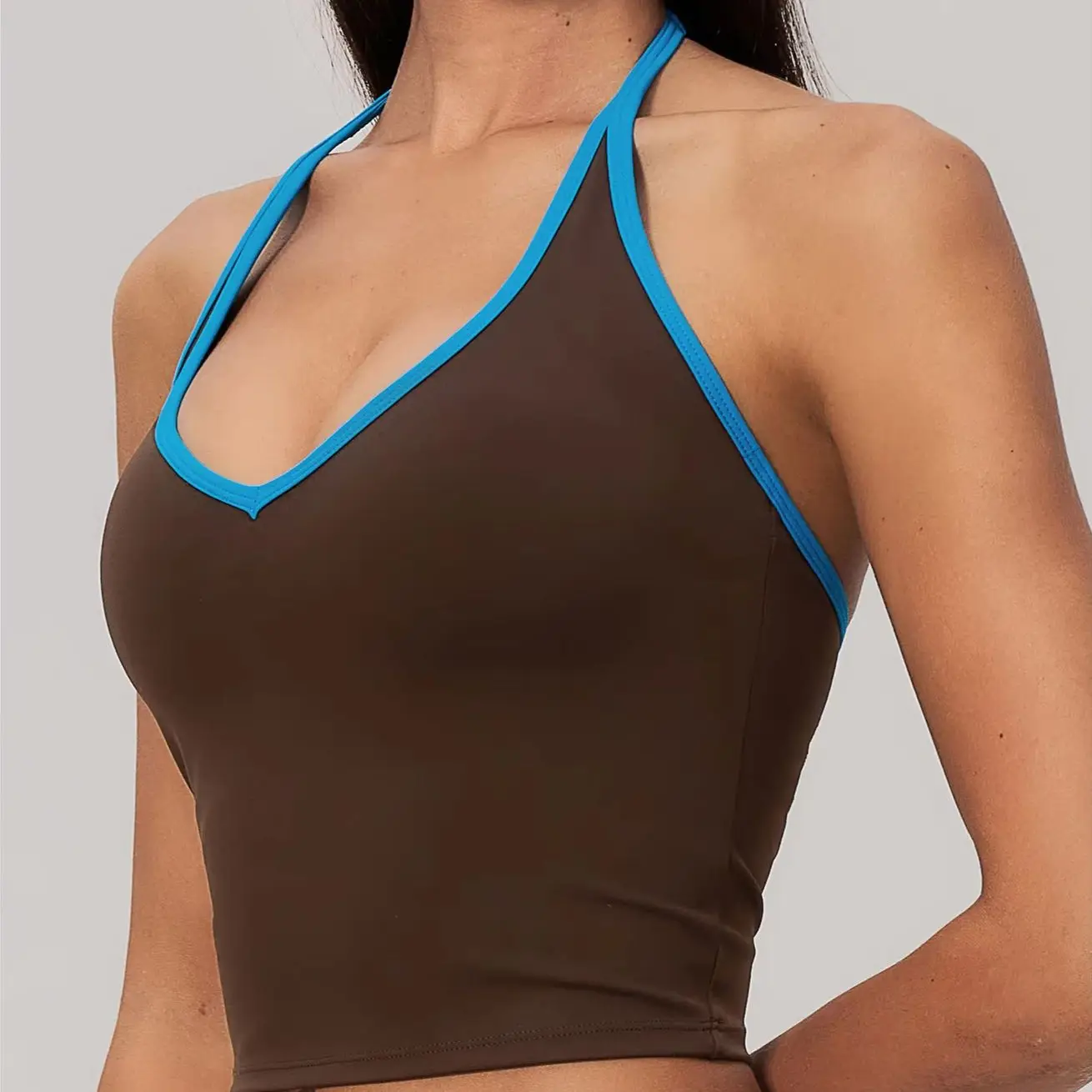 Hanging Neck Yoga Vest with Chest Cushion V-neck Fitness Tank Women Pilates Training Fitness Sports Vest Sports Yoga Vest Women