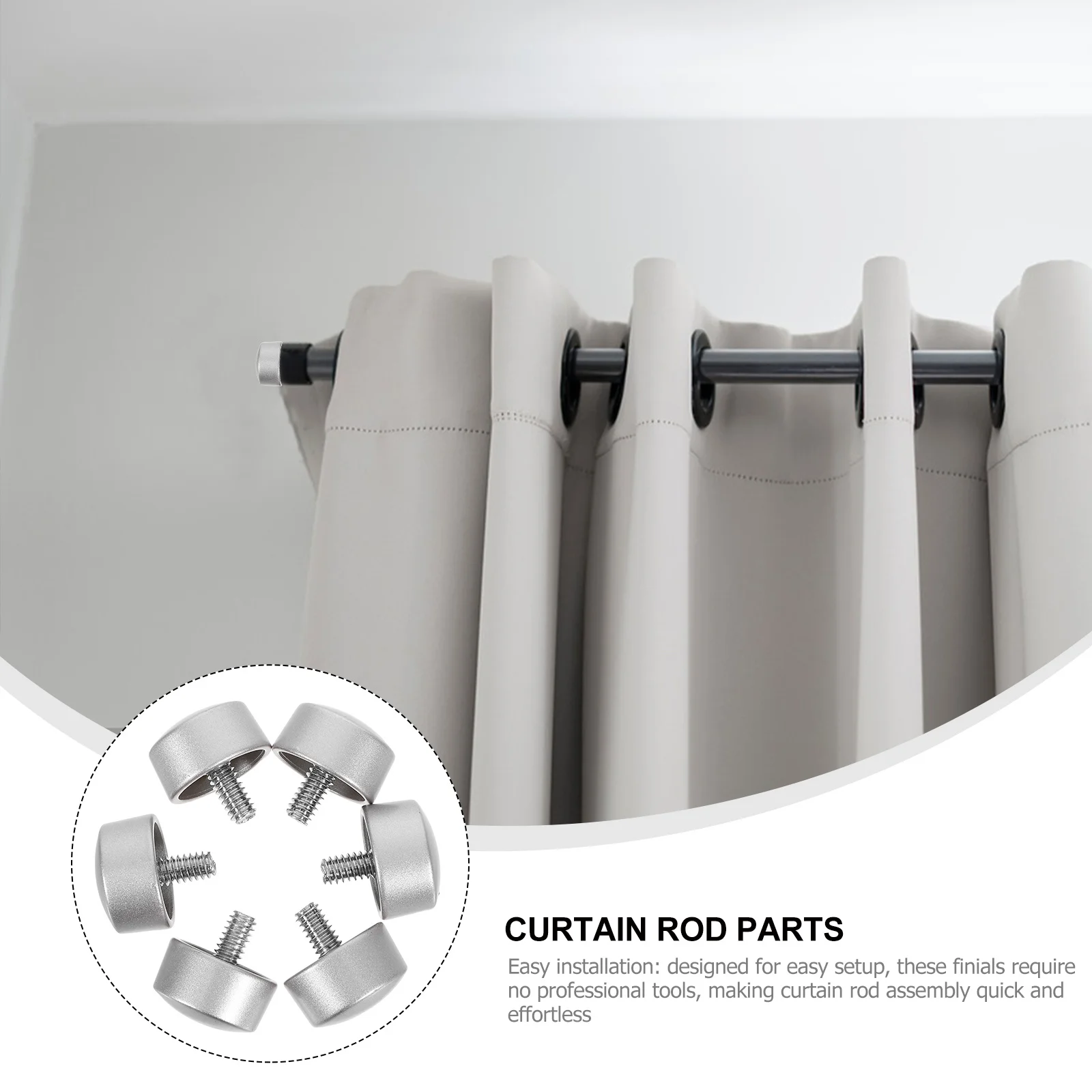 

6Pcs Curtain Rod Finials Replacement Screw on End Caps Decorative Elegant Finials for Drapery Rods Window Treatments