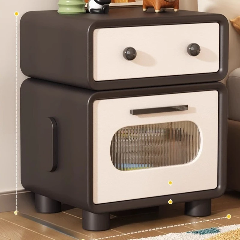 Kids Robot Solid Wood Nightstand Cream Style Bedside Storage Cabinet Minimalist Organizer for Bedroom High End Storage Box