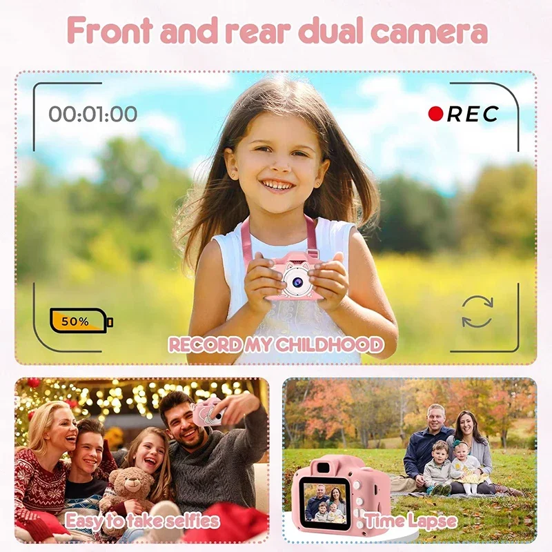 Cámara de juguete con pantalla HD de 2 pulgadas para niños, cámara Digital de dibujos animados para niños, Mini cámara SLR, lindo juguete para niños, regalos de cumpleaños y Navidad