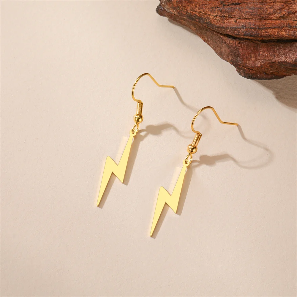 Women's Lightning Drop Earrings Stainless Steel, Punk Style