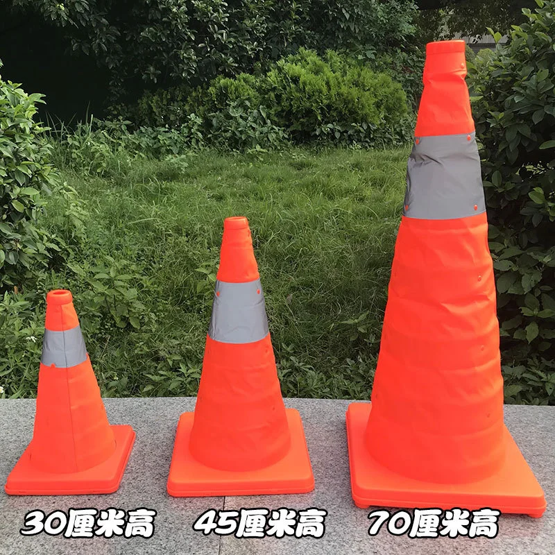 Telescopic Road Cones Safety Reflective Cones Automotive Traffic Emergency Warning Barriers Foldable Facilities 45cm High