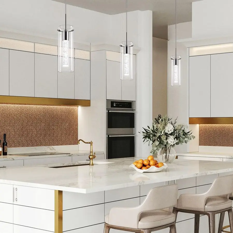 تركيبات إضاءة السقف، إضاءة المطبخ LED أضواء قلادة كريستالية جزيرة المطبخ، 1 ضوء متكامل للمطبخ معلقة #2