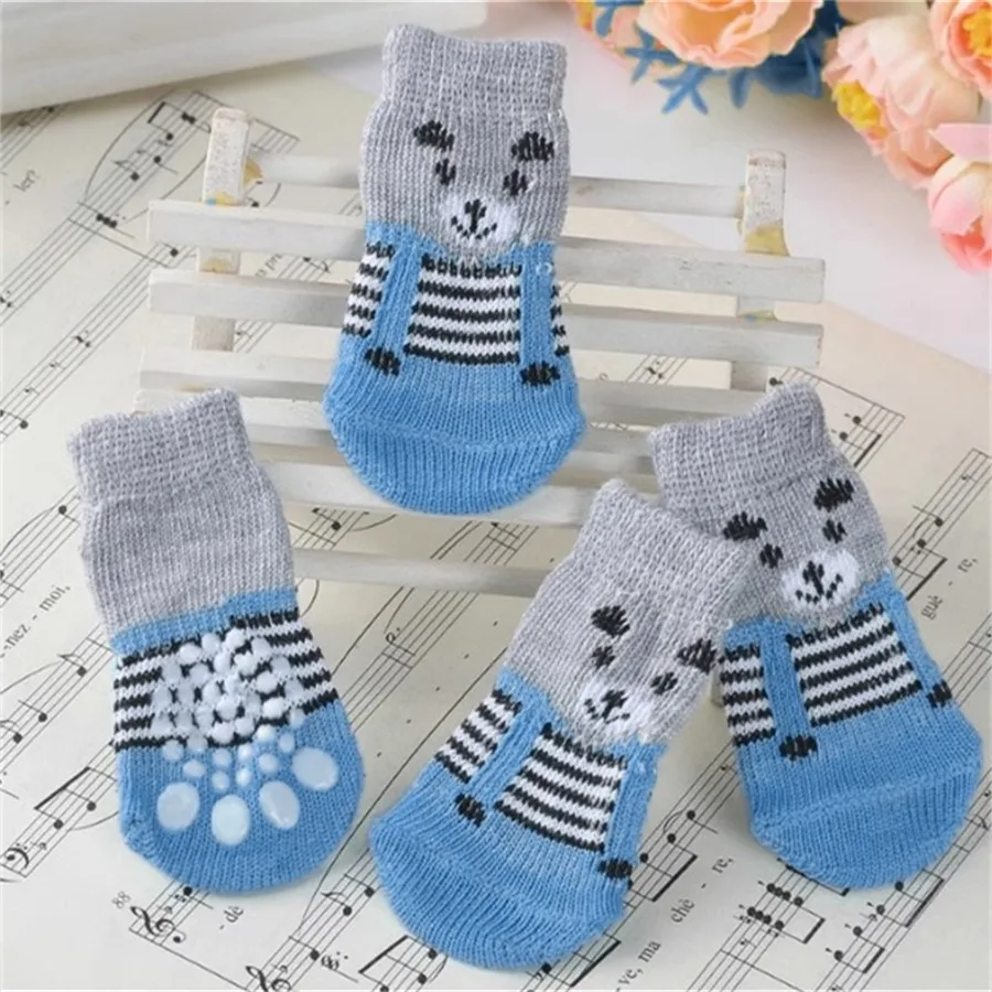 4PCS Warm Pet Cat and Dog Halloween Christmas Socks, Siamese Cat, Persian Cat, Cat and Dog Foot Shoes, Pet Birthday Gifts