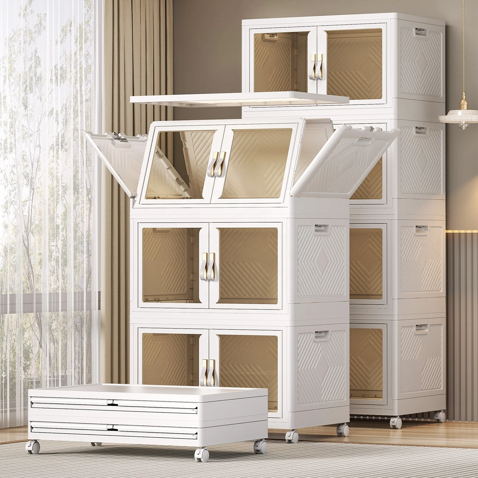 Easy Assembly Storage Box Lightweight Plastic Box With Lids Foldable Box Collapsible Container For Home
