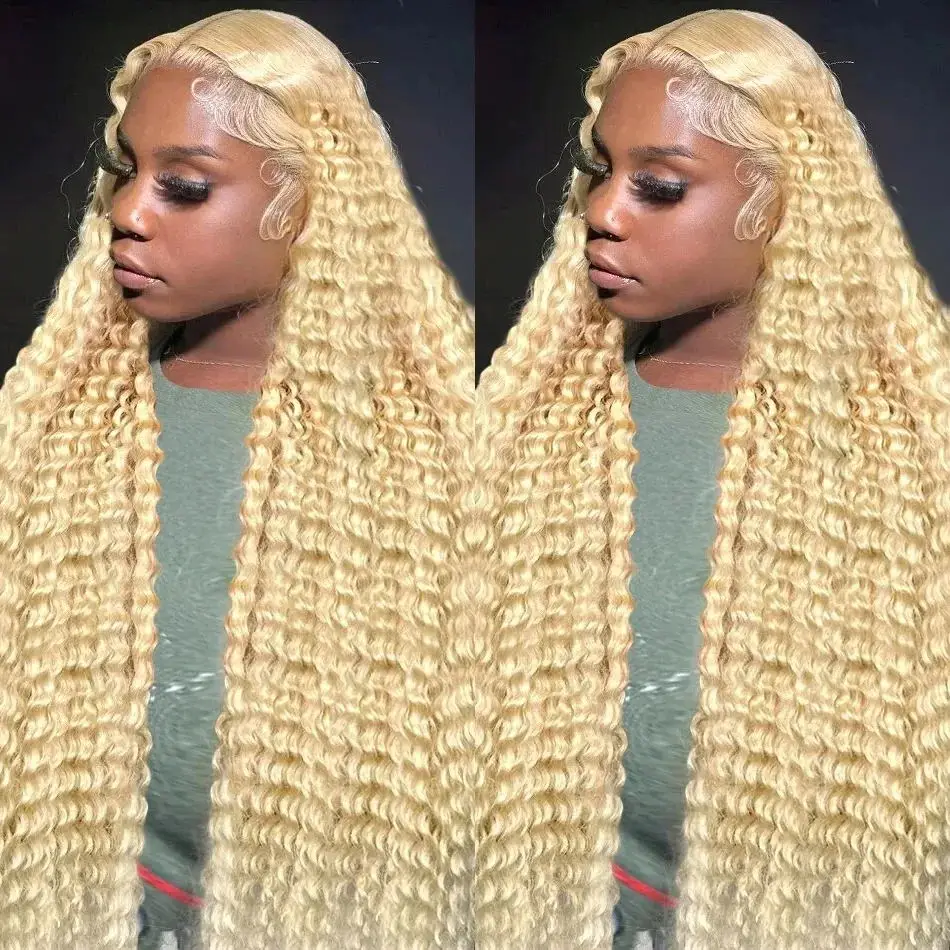 Encaracolado 613 mel loira 13x6 transparente frente do laço peruca de cabelo humano 32 Polegada onda profunda 13x4 onda de água peruca frontal do laço 250 densidade