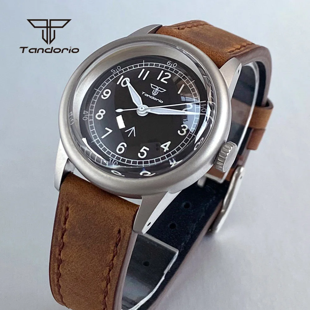 

Tandorio Domed Sapphire Mechanical Sandblasted 36mm Diver Men Watch Automatic NH35 PT5000 20BAR Lume Fashion Wristwatch Leather