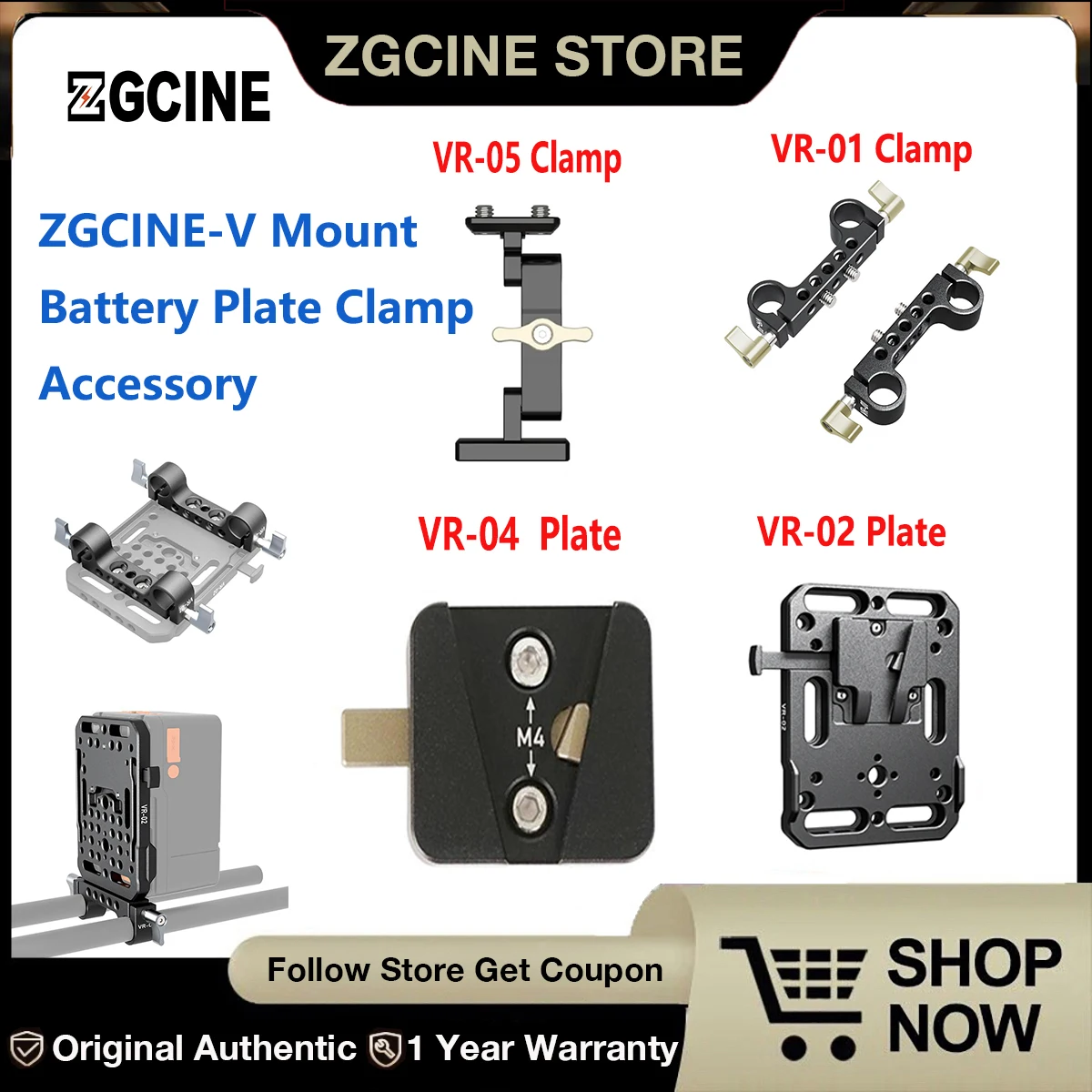 ZGCINE VR-05 VR-04 VR-02 VR-01 V-LOCK Mount Battery Plate Quick Release Plate/Rod Clamp,ZG Accessories for DSLR Camera Rig.