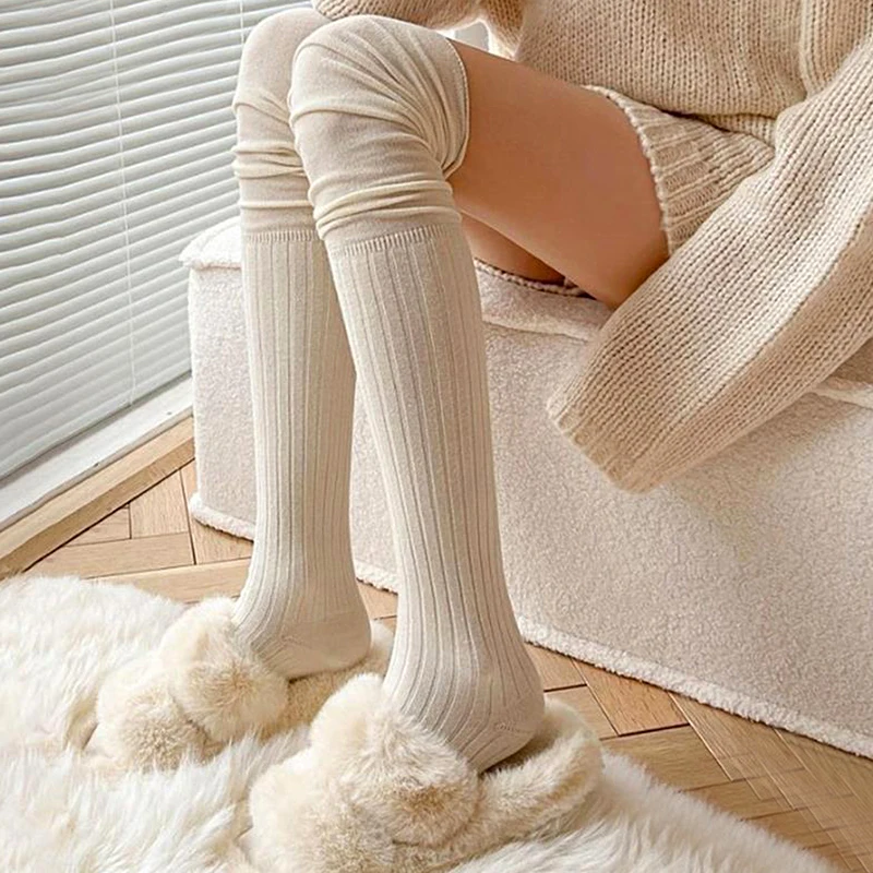 1pair Women's Over Knee Socks Autumn And Winter Elastic Comfortable Casual Student Warm Socks Clothing Matching Socks