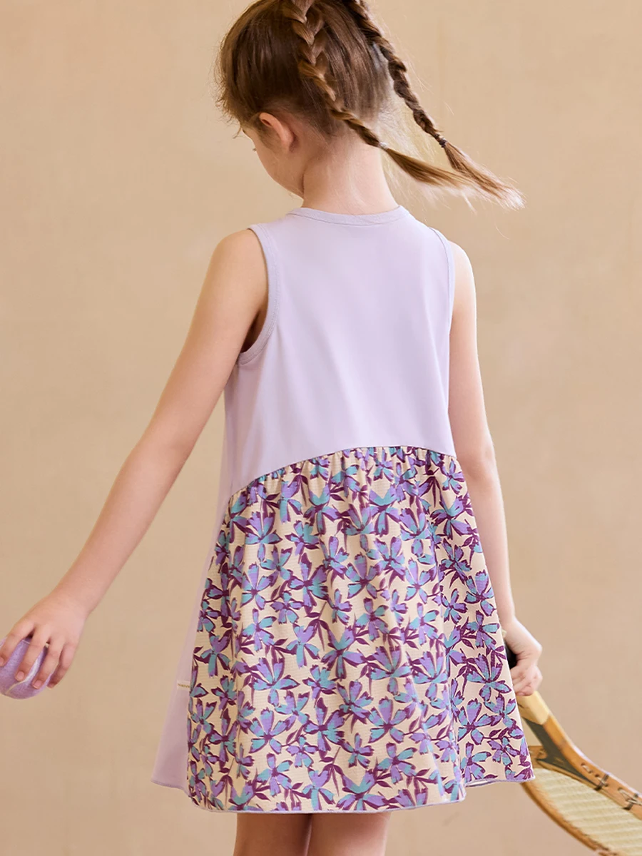 Baby Girls Summer Vest Dresses 3T 14yrs Kids Sports Sleeveless Dress Loose Cute Pink Purple Kawaii Children Clothing 110cm 170cm