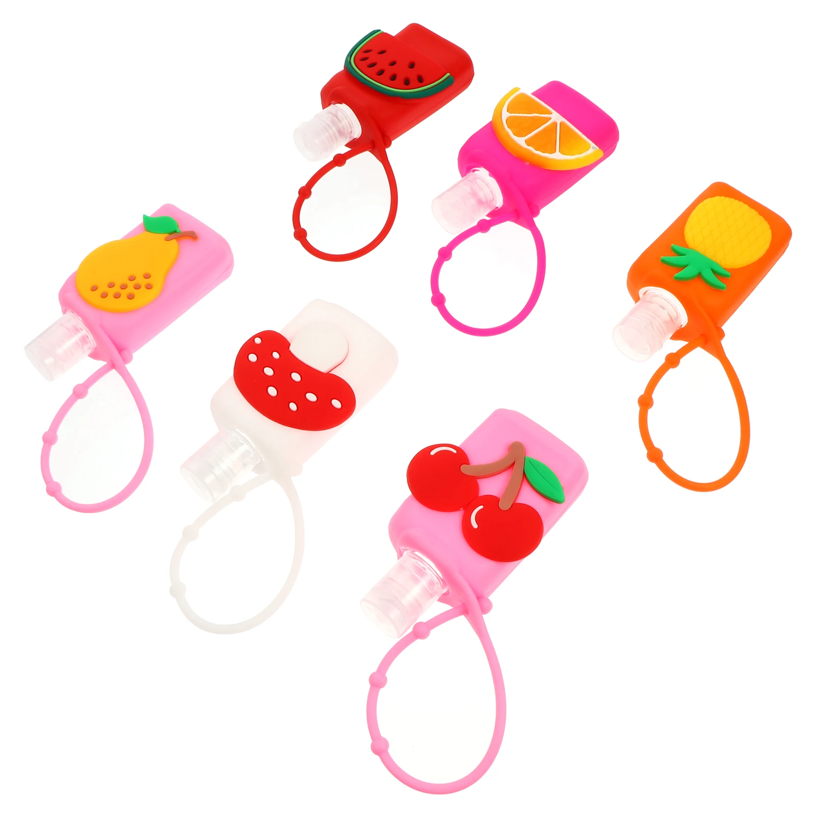

6 Sets Silicone Bottle Sleeve Plastic Cream Container Household Lotion Bathroom Fruit Shaped Cover H Soap Dispenser Adjustable