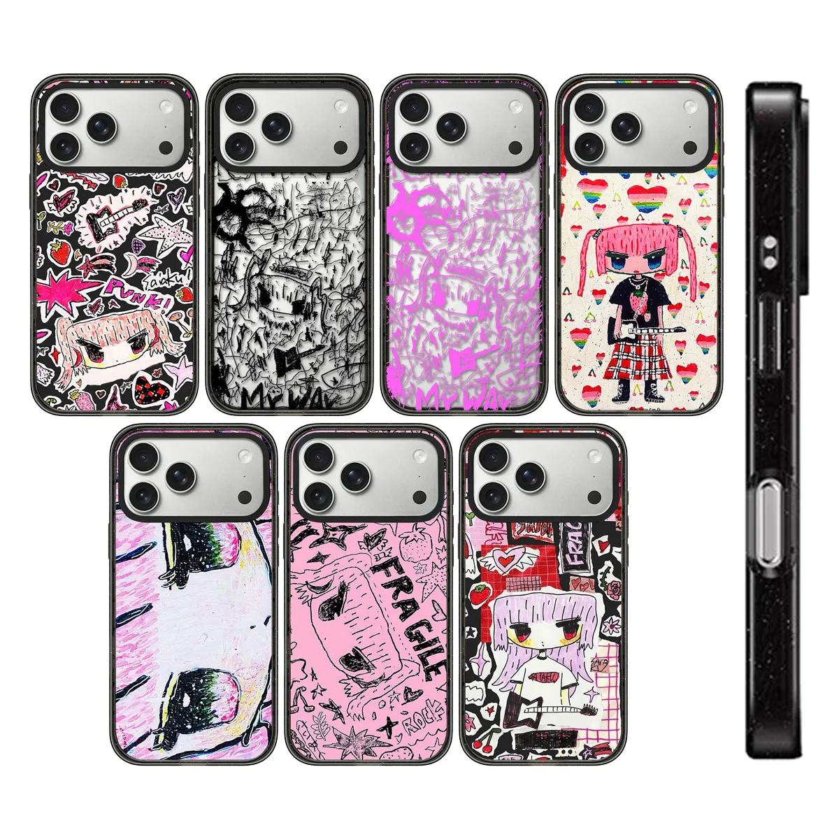

Watercolor Graffiti Girl Acrylic Black Border Magnetic Phone Cover for IPhone 12 13 14 15 16 17 Pro Max Case for IPhone 17 Air