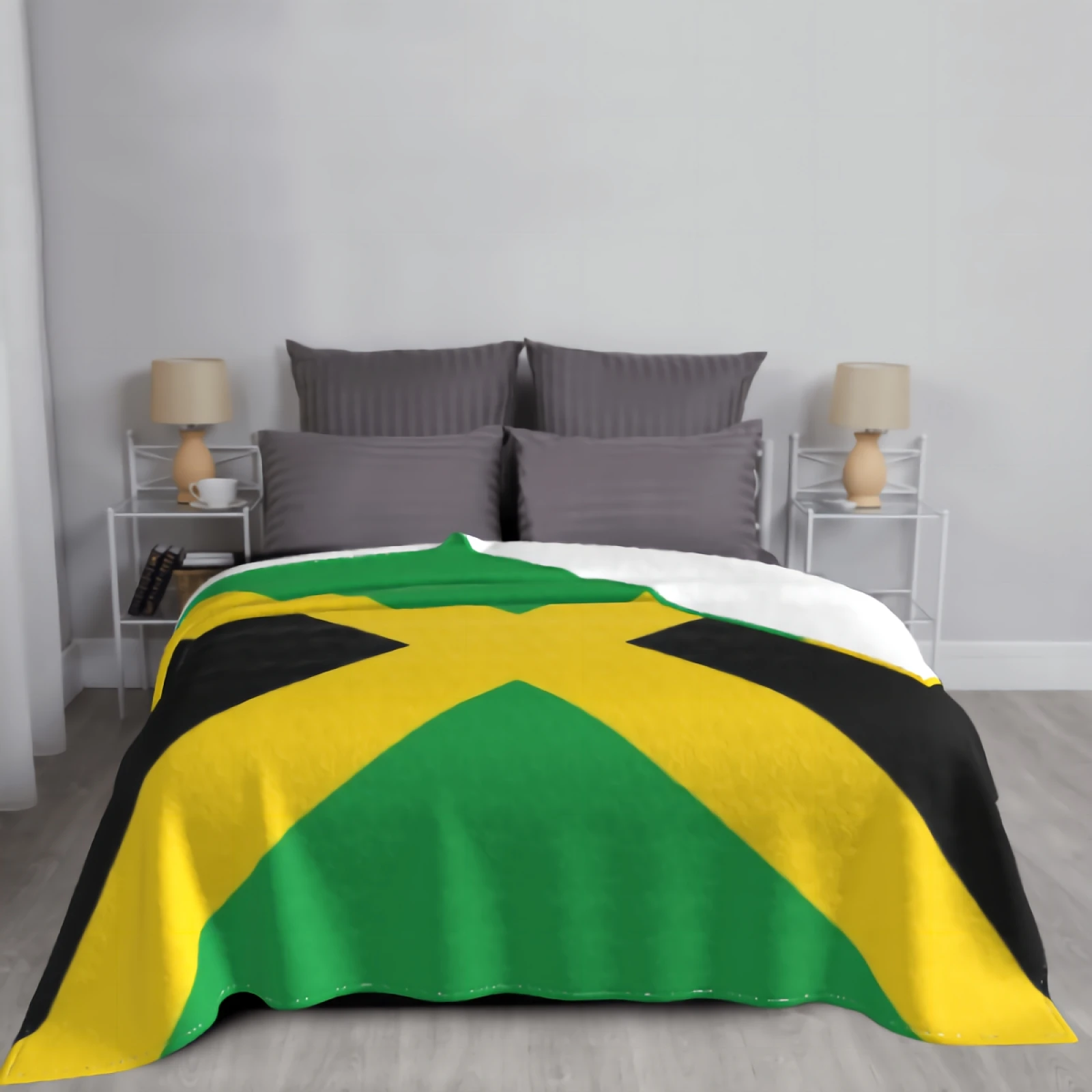 Flag Of Jamaica Blanket for Couch Bed Super Soft Cozy Plush Microfiber Flannel Fluffy Blanket Lightweight Warm Bedspread 80\