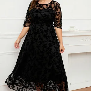 Marineblaues Kleid für die Mutter der Braut, Chiffon mit runden Kragen, transparente Spitze, Crossover -Scheide, Kleid in Größe unterteilt, groß, große Größe 10 Hauptverkaufskleid plus Größe Marine Blau - №10