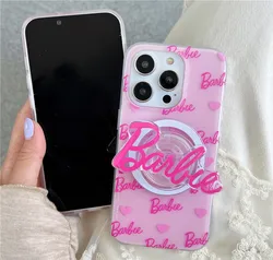 Barbie Girl Holder Phone Case for iPhone 12 13 14 15 Pro Max Plus 15ProMax For Magnetic Magsafe Wireless Charge Cover Funda