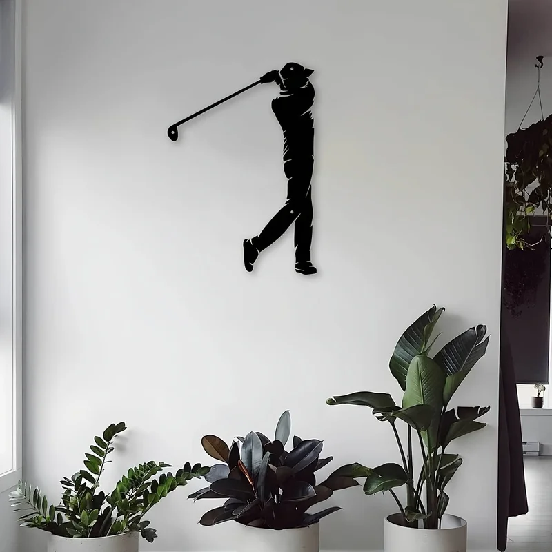 Fashionable Metal Golfer Wall Decor Art - 30.0 Centimeter Iron Sculpture 1pc